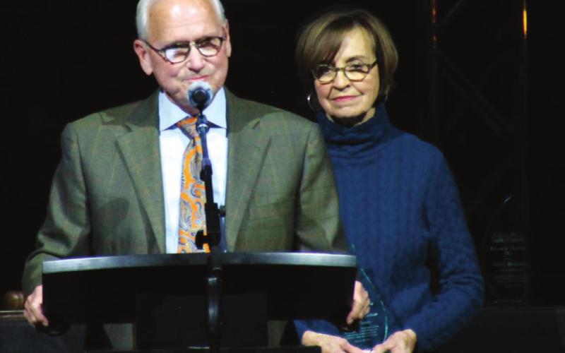 The 2021 Lifetime Achievement award was presented to husband and wife, John and Pat Fechner, for their commitment to the Cushing Chamber of Commerce and their good works for the betterment of the Cushing community. Photo by DeAnna Maddox.