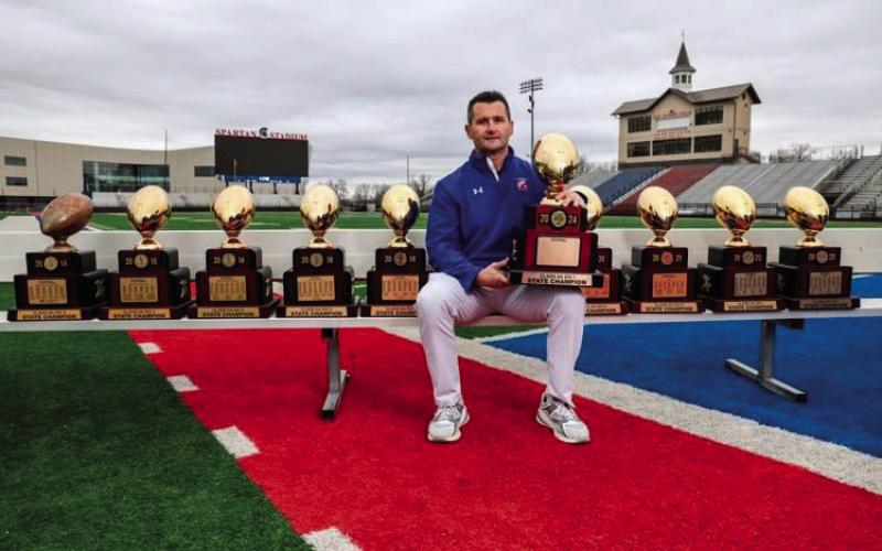 Bixby’s Loren Montgomery has led his Spartans to 10 consecutive state titles.