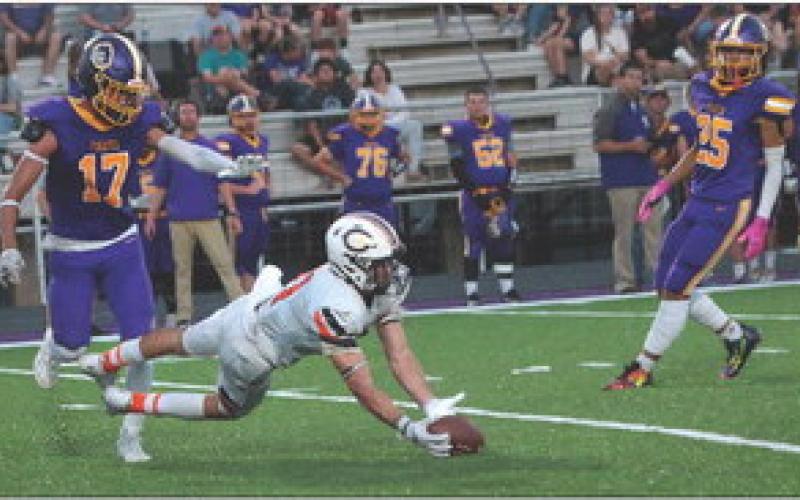 Senior receiver Brady Matheson makes a diving catch across the middle.