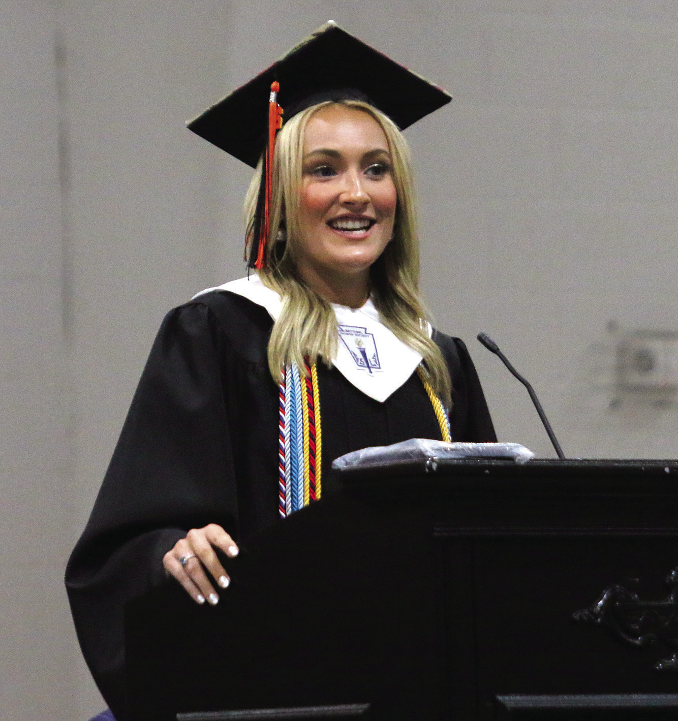 CHS Valedictorian Emery Turner gives her speech highlighting the love and diversity of the CHS class of 2026 during the graduation ceremony Friday, May 15. Photo by Allie Prater. See inside for more graduation photos.