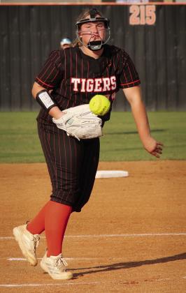 Vaeda Neugent pitches during the Bishop Kelley game Thursday, Sept. 24. Photo by Allie Prater.