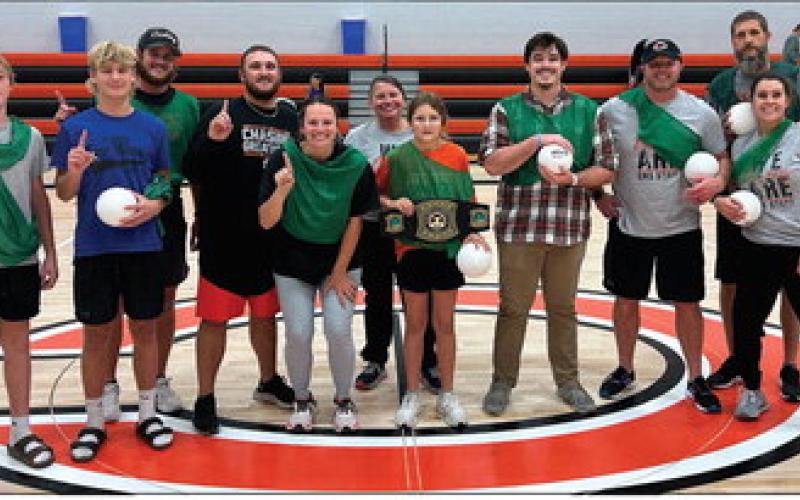 Above: Team ‘Merica took first place in the 10 and under division of the third annual Rotary Dodgeball Tournament Monday, Nov. 11. Photo by Allie Prater Right: Cushing Middle School team took first place in the third annual Rotary Dodgeball Tournament Monday, Nov. 11. Photo courtesy Tyler Stein