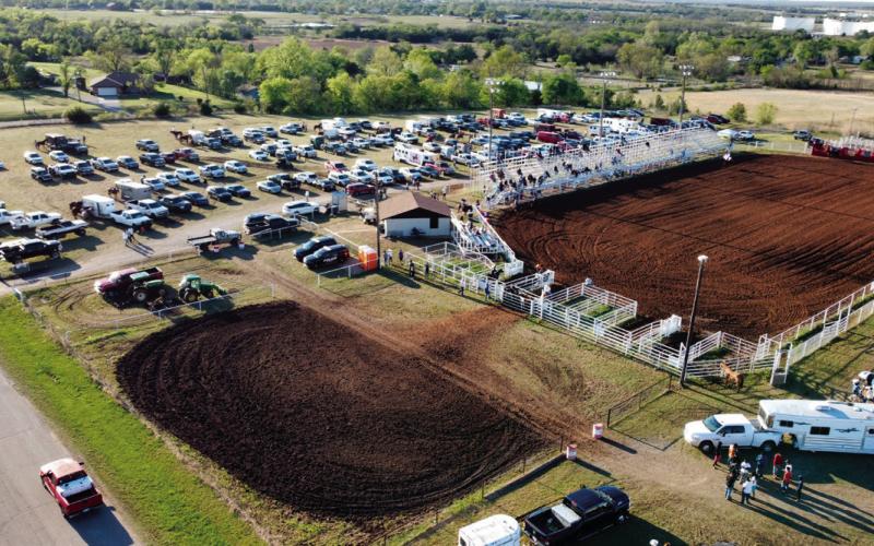 Arena parking lot fills up before recent event. Photo by Cody Barnhart
