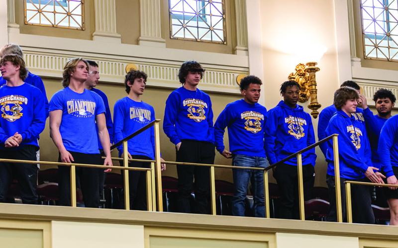 Sen. Tom Dugger, R-Stillwater, introduced the Stillwater High School Pioneers, 2022 State High School 6A-II Champions to his fellow members of the Oklahoma Senate.