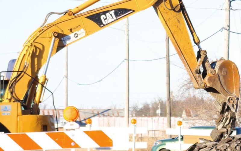The SH-33 project began with Allen Contracting breaking up old asphalt as the intersection of Little and Linwood Avenue on Jan. 3.
