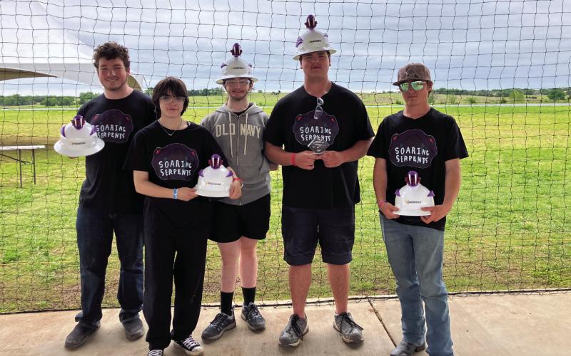 Team 18 “Soaring Serpents” members pictured from left are Jacob O’Kelley, Annaka Nelson, Chasen Criner, Zach O’Kelley, and Gabe Koeberle. Photo by Jessica Sigle.