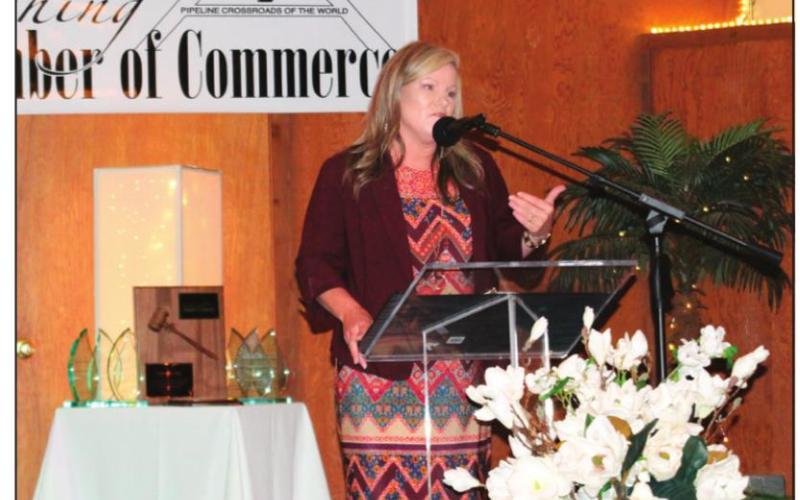 President and CEO of the Cushing Chamber of Commerce, Tracy Caulfield, emceed the night’s program.