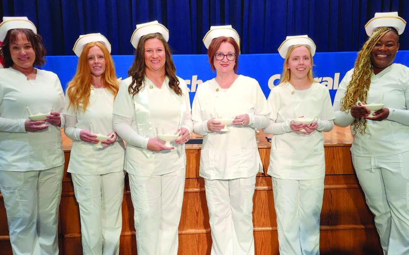 Central Tech celebrated the graduation of its Practical Nursing class on Tuesday, Nov. 4. (L to R): Athena Plum, Mannford; Kerie Roebuck, Bristow; Samantha Busby, Bristow; Melinda Gordon, Bristow; Emily Guion, Stroud; Bryanna Perkins, Drumright
