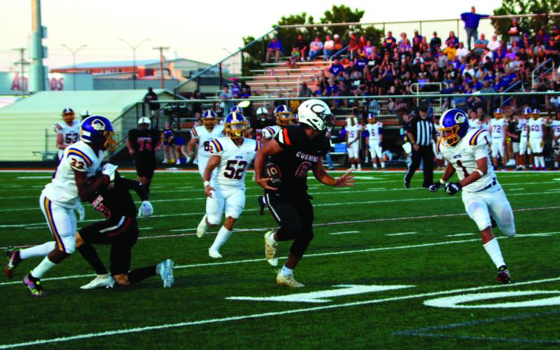 Brody Berlowitz grinds out yardage on the ground. A utility player, Brody had four receptions for 119 yards and a touchdown Friday.