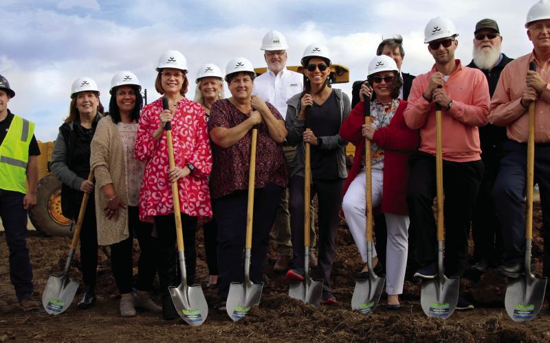 Cushing Public Schools officials and architects broke ground Monday, officially kicking off construction of the $56.4 million Cushing Elementary School at Highland and Ninth Streets in Cushing. Present at the ceremony were Martha Cackler, Nancy Dowell, Superintendent Melissa Amon, school board members Barrett Shupe, Brina Tate, Shawn Hubble, and Dena Floyd, Economic Development Director Bruce Johnson, Sally Wright and Chris Hubbard.