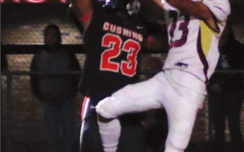 Noah Jones makes a TD saving play Friday vs Blanchard. Photos by J. D. Mesner.
