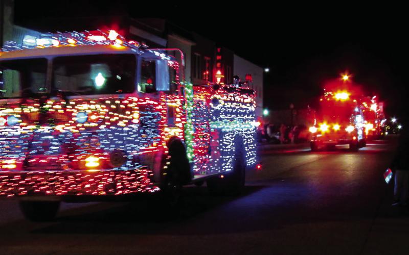 Cushing Fire Department decked the trucks with holiday lights making sure the parade was merry and bright.
