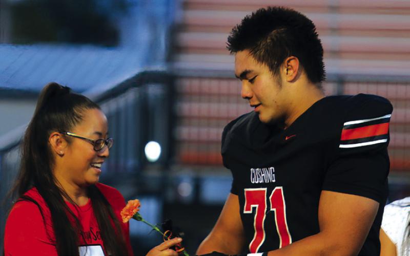 Football Player Michael Cruz, the son of Christopher and Stephanie Cruz; a teacher who has impacted Michael is Coach Morgan.