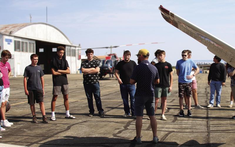 Cushing Aviation and Aeronautics class too a fi eld trip to the Cushing Municipal Airport