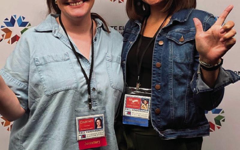 Courtney Callison and Melissa Murch stand together at the Oklahoma State Elections Board 2025 Fall Conference during the annual training program that was held recently.