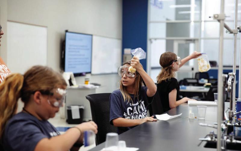 Future healers attending Central Tech’s Camp Explorer analyzed DNA from smashed bananas.