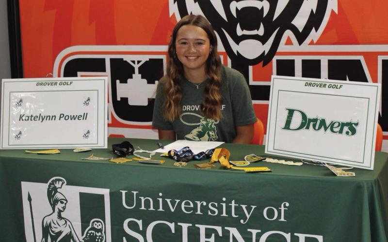 Cushing Lady Tiger Katelynn Powell signed to play golf at the University of Science and Arts last week. Photo courtesy CPS.