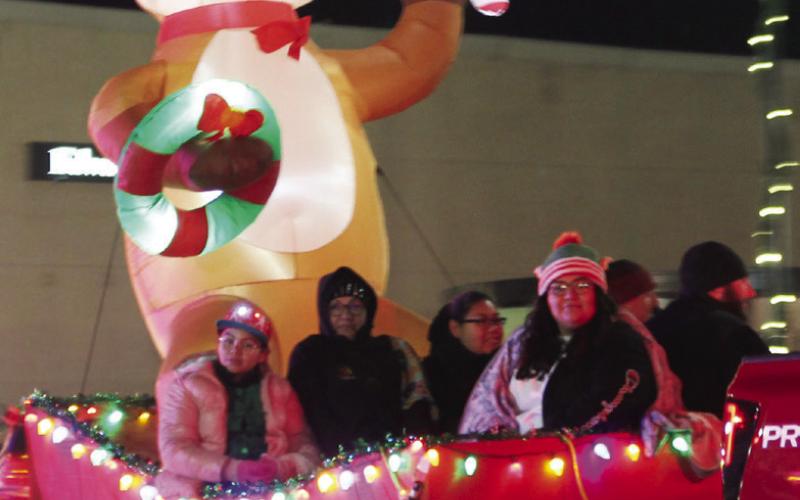 The Cushing Chamber Christmas parade theme “Rudolph’s Cushing Christmas Adventure” was well displayed on the entry from Chuy’s Burritos with a larger than life red-nosed reindeer and lights aplenty.
