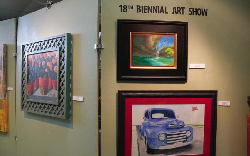 Earnestine Hodo, Betty Hancock and Linda Westerman paintings.
