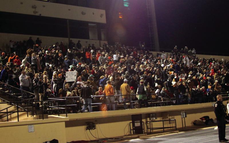 Cushing packed the Putnam City home stands Friday during the semi-final game against the Elk City Elks. Cushing fans had plenty to cheer about as Cushing dominated the Elk and paved their way to the state final.