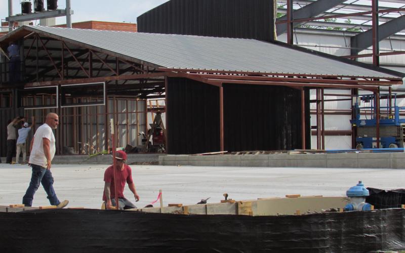 Workers continue with the construction of the pickleball courts facility down on South Noble — a project that was made possible by a significant donation from the Bea and Lionel Harris Foundation.