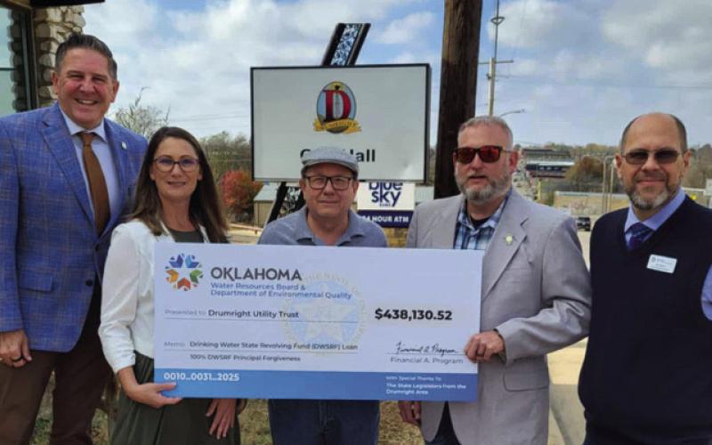 Pictured left to right: Senator Todd Gollihare, Drumright City Clerk Shawna Jackson, Drumright Mayor Mark Whinnery, Drumright City Manager Shawn Gibson, and Oklahoma Water Resource Board’s Tim Davis.