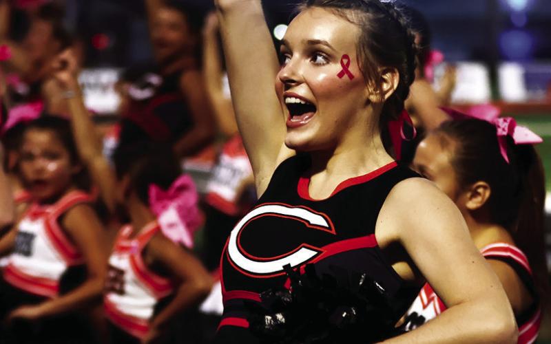Stevie Ethridge’s aura was pure Tiger spirit Thursday as she cheered her team on to five touchdowns and a huge win over Wagoner. Photo by Sylvia Danyele