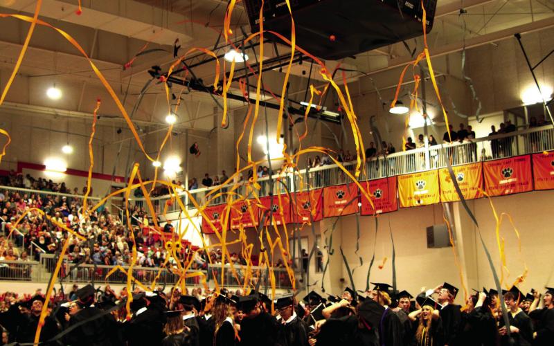 1. No mortar boards flew Friday, but graduates of the class of 2023 threw plenty of streamers into the air after Principal Bob Coats declared each of them officially graduated