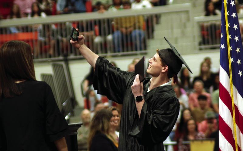 2. Kaiser Simpson takes a selfie with the entire CHS class of 2023.3