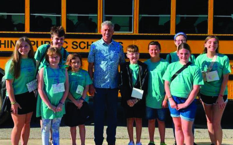 Cushing Art Camp students took a moment to speak with District 33 House Representative John Talley before the group took a trip to Philbrook Museum of Art in Tulsa. Photo courtesy Kathy Branyan