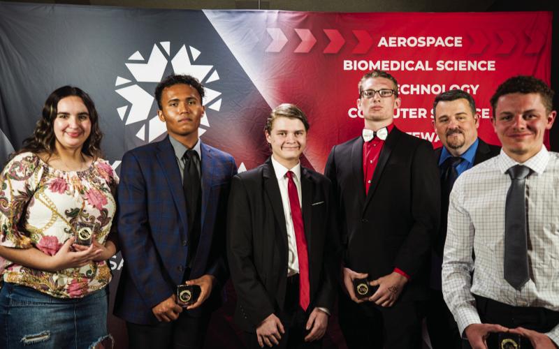 Congratulations to the high school CyberPatriot first place team, Central Technology Center – Team 1. They are, from left, Syarrah Martinez; Jesus Roura; Tristan Sixkiller; Ryder Edwards; Coach Nick Gaunt and Connor Lollis. Not pictured, Coach Dustin Ford.