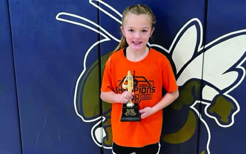 Halle York won the 8/9 year-old hoop shoot contest held in Kingfisher earlier this month, advancing to the state competition, which will be held Feb. 18 in Enid. Halle hit 18 of 25 from the freethrow line to claim the divisional title. She will be competing against divisional champions from across the state.