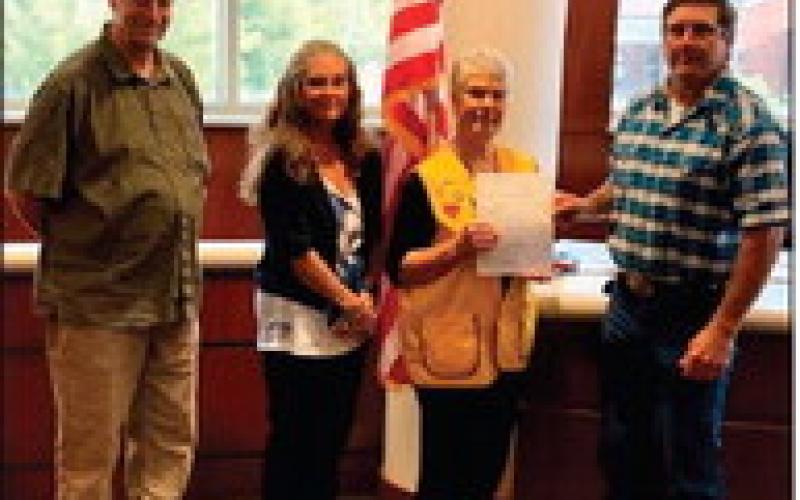 Cushing Lions Club: Pictured left to right – Commissioner Chris Reding, D2; Commissioner Rhonda Markum, D3; Lou Griffin, Cushing Lions Club; Commissioner Zach Cavett, D1 and Chairman.