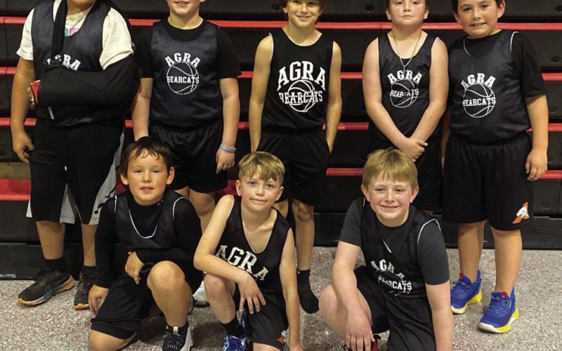 The Agra Lil Dribbler fourth grade boys team finished their season on Jan. 31, undefeated. Their last game was at Pawnee where the boys went home with a 37-10 win. Pictured in back, from left is Corwin Butler, Levi Lair, Grayson McNeil Laine Scott, and Mason Davis. Front, from left is Jacob Molloy, Rhett Hermann, and Duke Davis.
