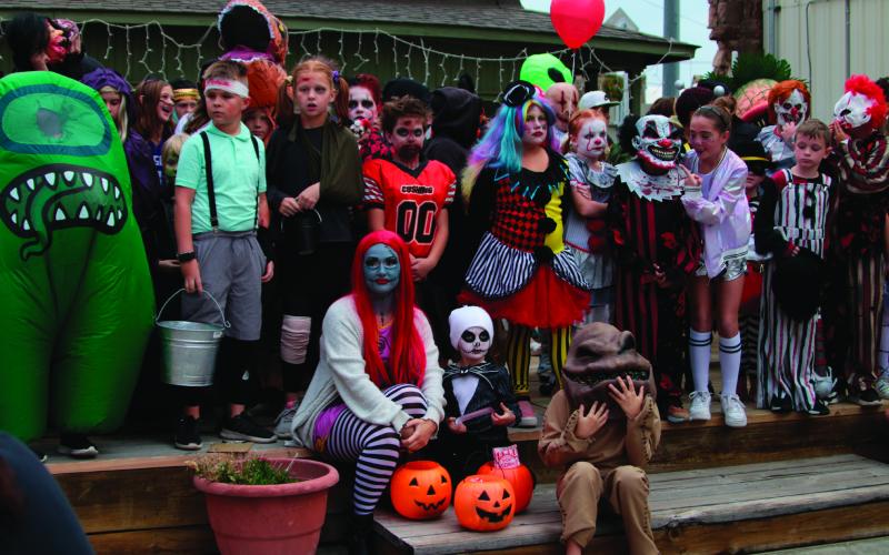 Monsters, goblins, and ghouls of all shapes sizes and colors gather in Centenial Park in Downtown Cushing Saturday, Oct. 29 for the judging of the Nightmare on Broadway costume contest. For more Nightmare on Broadway photos, check out the Cimarron Valley Weekender! Photo by J.D. Meisner