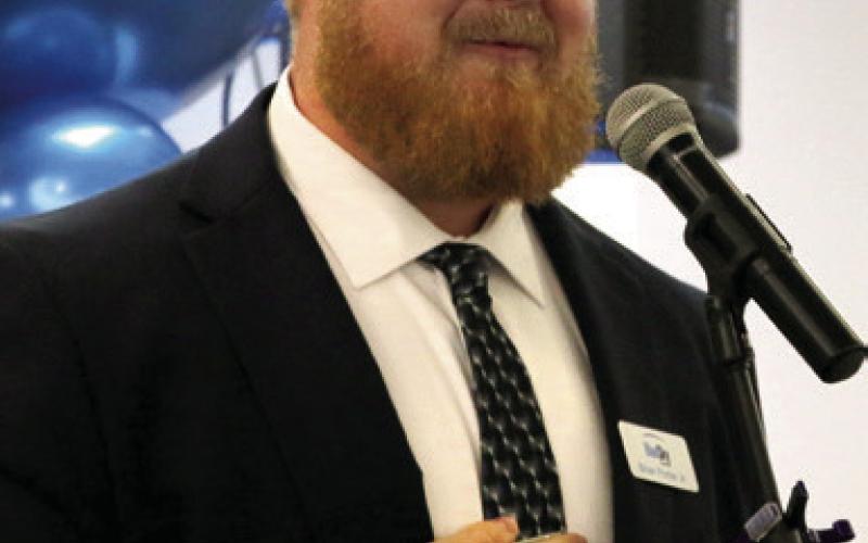 BlueSky Bank Cushing Market President Brian Porter Jr. speaks during the Business After Hours event.
