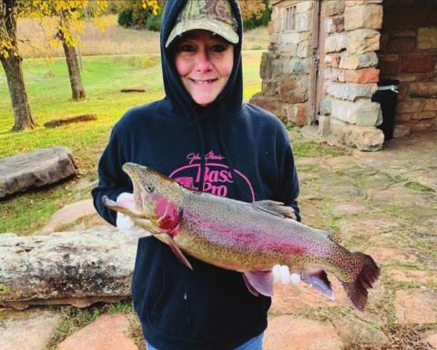 Shirley Barnes reeled in this impressive 6.8-pound catch at Perry CCC. Share your fi shing photos with the ODWC at The Dock!