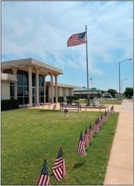 Members of the Cushing Masonic Lodge placed flags at Cushing City Hall so all Cushing citizens could celebrate Flag Day, Friday on June 14. Photo courtesy Jeff Pollard