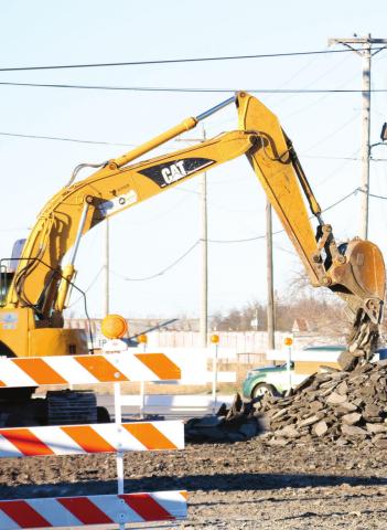 The SH-33 project began with Allen Contracting breaking up old asphalt as the intersection of Little and Linwood Avenue on Jan. 3.