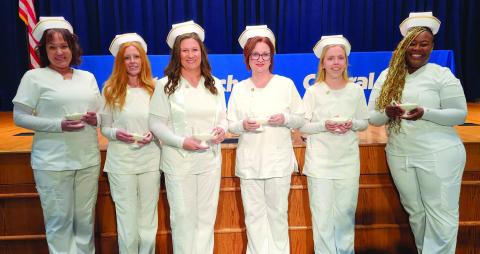 Central Tech celebrated the graduation of its Practical Nursing class on Tuesday, Nov. 4. (L to R): Athena Plum, Mannford; Kerie Roebuck, Bristow; Samantha Busby, Bristow; Melinda Gordon, Bristow; Emily Guion, Stroud; Bryanna Perkins, Drumright