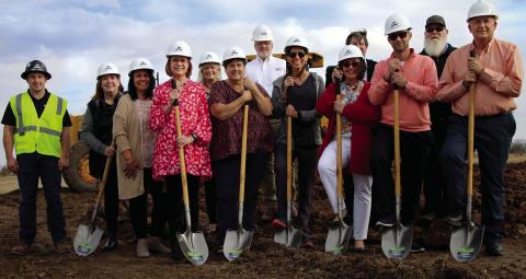 Cushing Public Schools officials and architects broke ground Monday, officially kicking off construction of the $56.4 million Cushing Elementary School at Highland and Ninth Streets in Cushing. Present at the ceremony were Martha Cackler, Nancy Dowell, Superintendent Melissa Amon, school board members Barrett Shupe, Brina Tate, Shawn Hubble, and Dena Floyd, Economic Development Director Bruce Johnson, Sally Wright and Chris Hubbard.