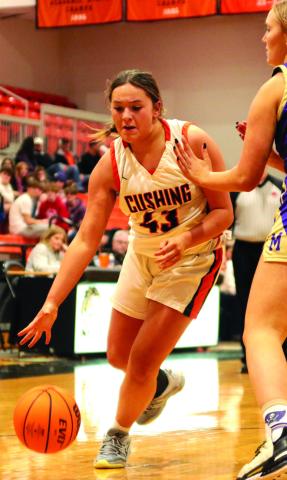 Faith Kessler fights through contact on her way to the bucket.