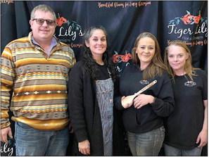 DCRA President Justin Cargill stands with the winners of “Best Theme”, Lindsay Overfelt, Jennifer Hixson, and Kristy Barnes, from Tiger Lily’s Floral, during the DCRA Soup Thyme competition Friday, March 3.