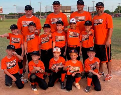 The 7U Tigers show off their championship rings from the Blanchard Tournament this weekend. They are, bottom row from left, Tate Hancock, Tyler Harrison, Eli Dennis, Lyndon Casarez and Wes Nickell. Second row from left Lucas Vieyra, Jackson House, Jacob House, Bo Hightower, Dillon Mann and Ford Turner. Back row from left, coaches Dusty Hancock, Brian Hightower, Matt Turner and Rennie Nickell.
