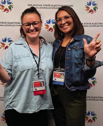 Courtney Callison and Melissa Murch stand together at the Oklahoma State Elections Board 2025 Fall Conference during the annual training program that was held recently.