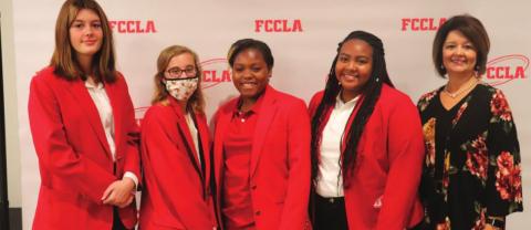 Attending from Cushing High School were Ava Mason, Kaylin Beitz, Sakar Hagler, Aniya Neal-Scott, and their advisor Lisa Favalora.