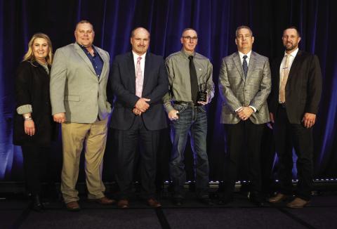 Geeding Construction, Inc. was named by Central Tech as their 2024 Partner in Progress during the annual celebration at the Hilton Garden Inn in Edmond, OK. (L to R) - Skye McNiel, Ty Burns, Phillip Gobble, Mark Mott, Kent Burris, Brent Haken