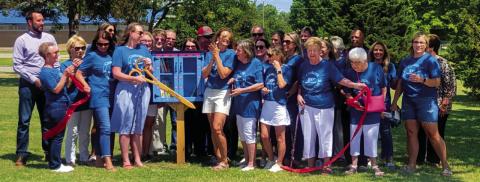 Members of the Cushing Geographic Club cut the ribbon Monday, Aug. 15, officially opening the club’s free library box on the south end of Memorial Park in Cushing. Readers are encouraged to leave a book or take a book. The club’s main fundraiser, the Do or Dye Color Run takes place this Saturday, 8 a.m. at the Memorial Park Amphitheater.