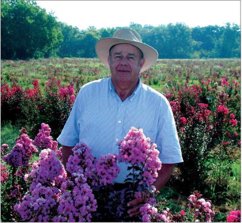 Carl Whitcomb, pictured next to his crape myrtle plant Rhapsody in Pink, said he's grateful for more time to experiment in the field and in life thanks to the life-saving efforts of the team at Stillwater Medical Center.