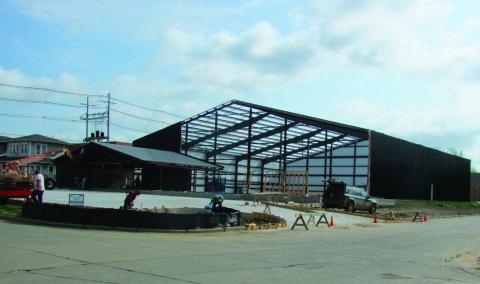 Foundational construction on the pickleball courts facility has been moving quickly with steel work and outer walls going up over the past month. Photo by DeAnna Maddox